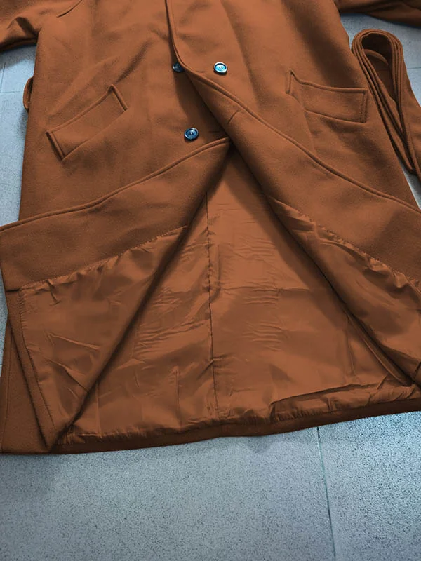 Einfarbiger Urbaner Mantel mit Lockerer Passform und Gürtel