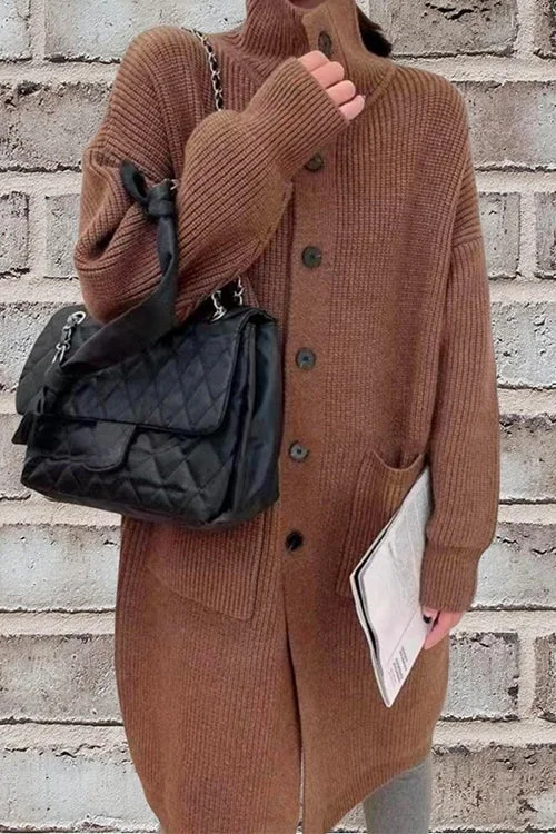 Gemütlicher Damen-Cardigan mit Knopfleiste, Kragen und Vielseitigen Taschen