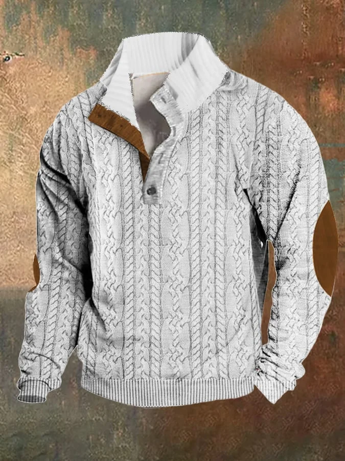 Vintage Herrenpullover mit Farbblock und Hohem Kragen – Modischer Retro Stil für Freizeit