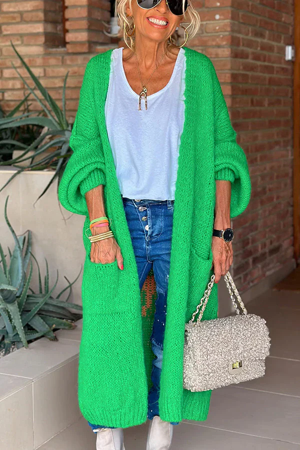 Modischer Oversize Midi-Cardigan mit Print und Tasche für Alltagsstil