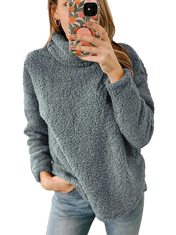 Bequemer Damenpullover – Hoher Kragen und lange Ärmel für Alltag und Freizeit