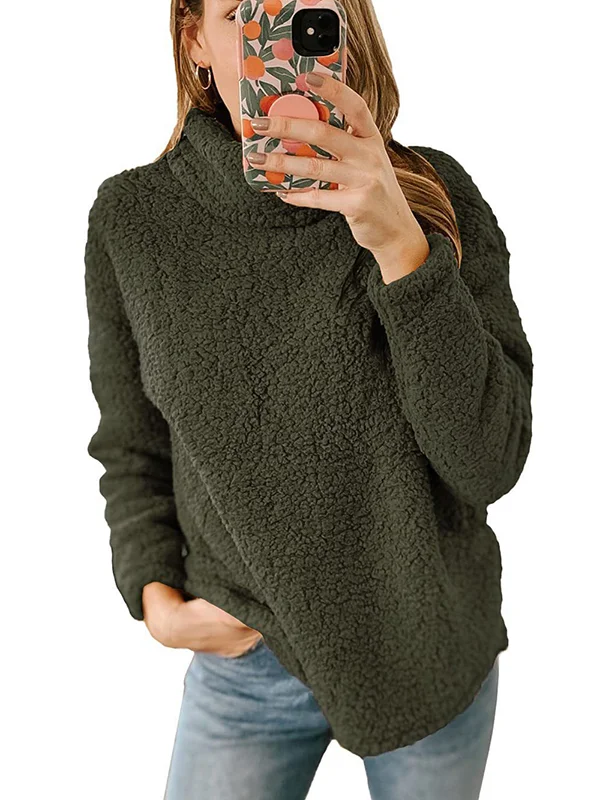 Bequemer Damenpullover – Hoher Kragen und lange Ärmel für Alltag und Freizeit