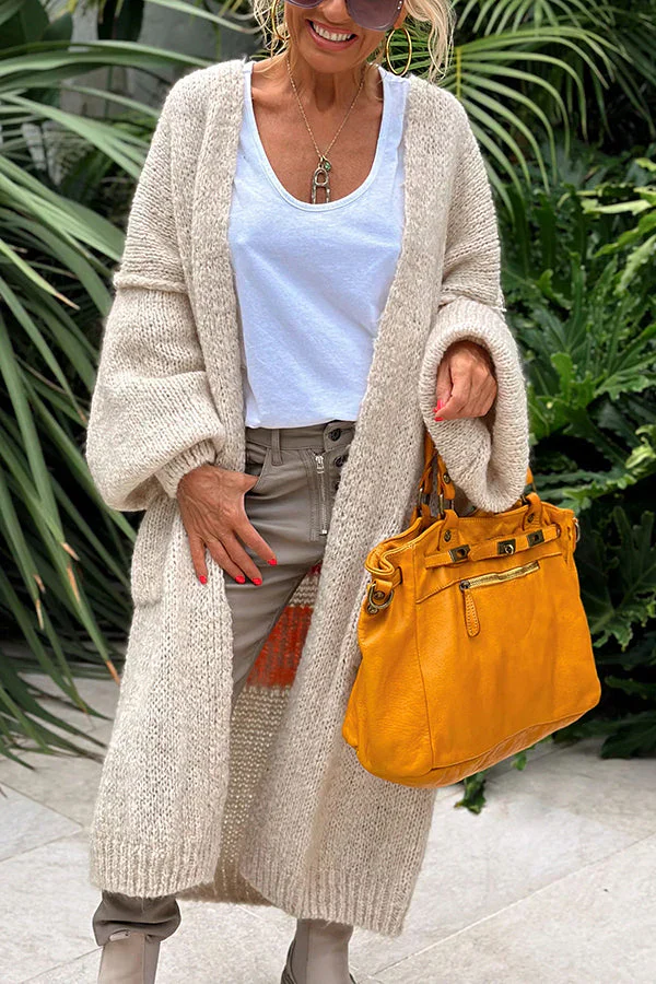 Modischer Oversize Midi-Cardigan mit Print und Tasche für Alltagsstil