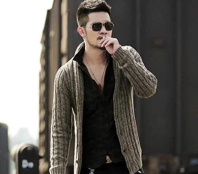 Lange Ärmel Herren Cardigan – Eleganter Mantel für den Alltag