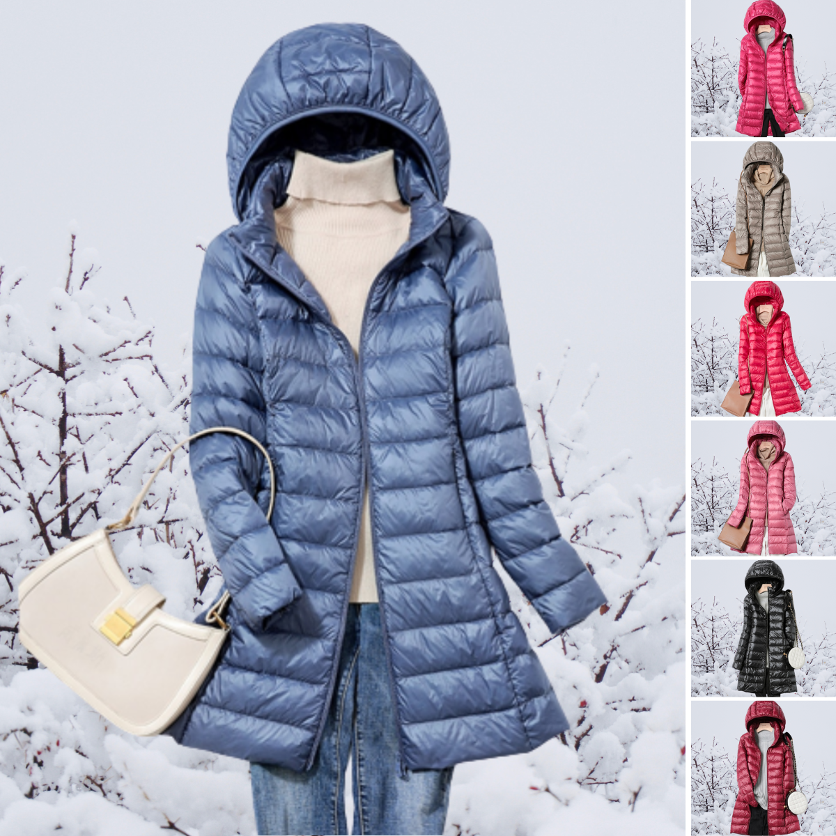 Warme Kapuzen-Winterjacke mit Schmalem Schnitt für Frostige Temperaturen