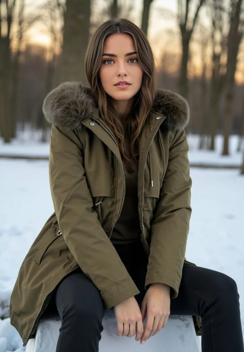 Eleganter Damenparka mit Zeitgemäßem Stil für Winterliche Tage