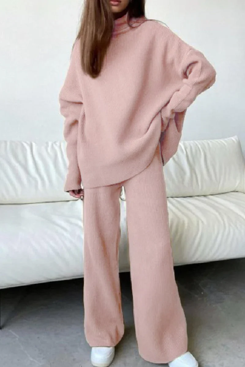 Zweiteiliges Set mit Casual Turtleneck und Patchwork-Design für Damen