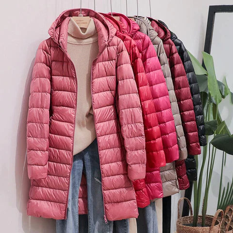 Warme Kapuzen-Winterjacke mit Schmalem Schnitt für Frostige Temperaturen