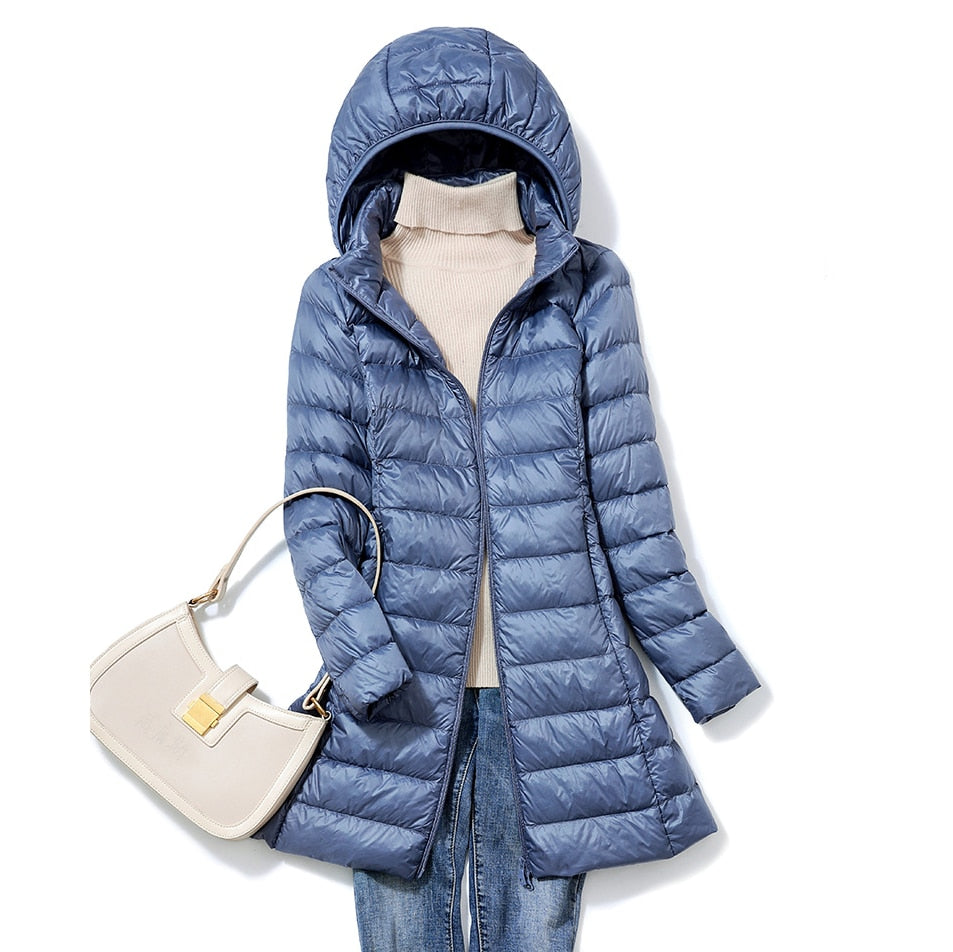 Warme Kapuzen-Winterjacke mit Schmalem Schnitt für Frostige Temperaturen