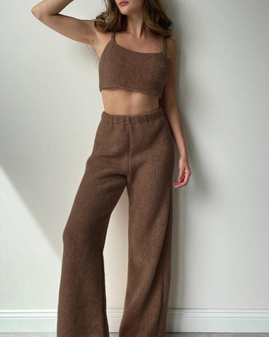 Bequemes dreiteiliges Hausset für Damen mit langen Ärmeln und Hose
