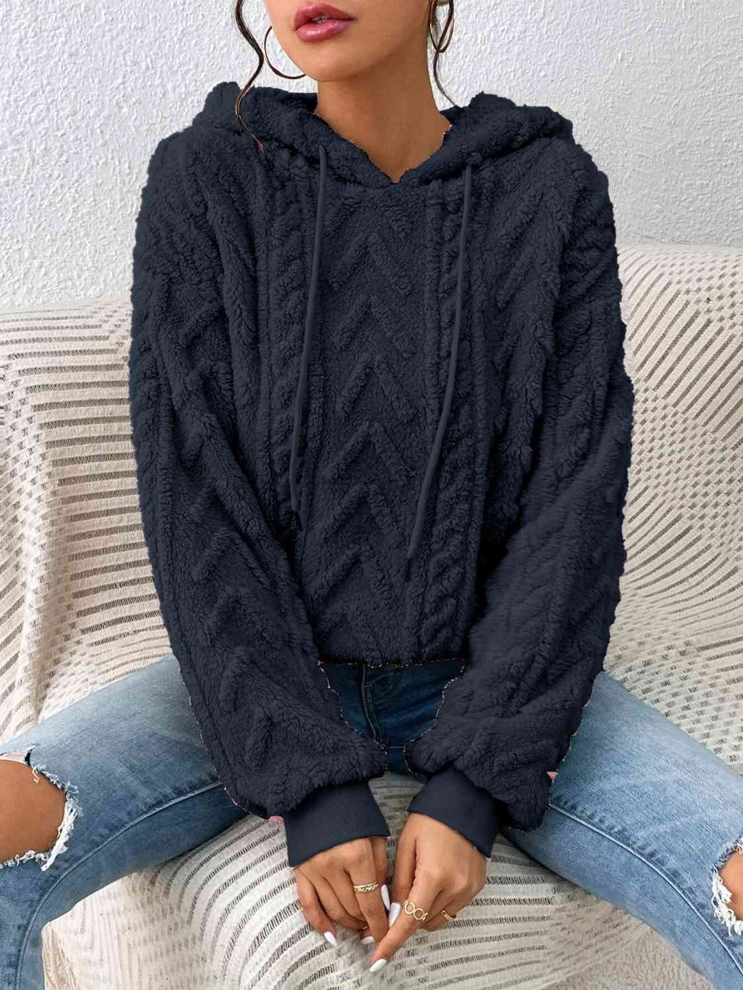 Lässiger Damen Kapuzenpullover mit Kordelzug und Langarm