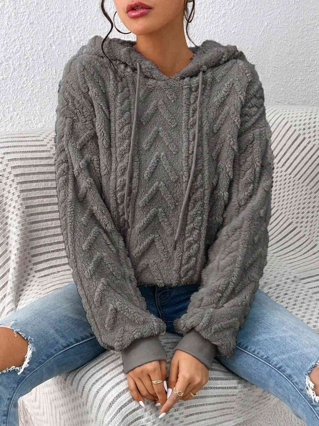 Lässiger Damen Kapuzenpullover mit Kordelzug und Langarm