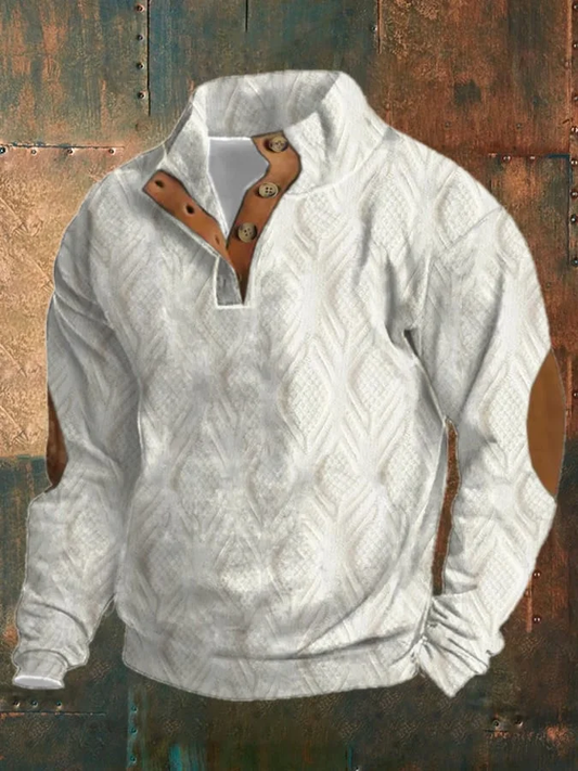 Vintage Herren Sweatshirt – Knopfleiste im Retro-Stil für Freizeit und Alltag