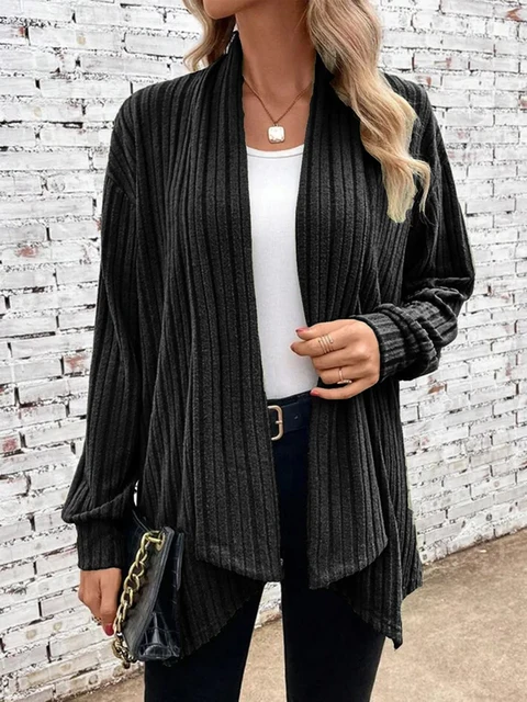 Weit geschnittene Langarm-Strickjacke für Damen