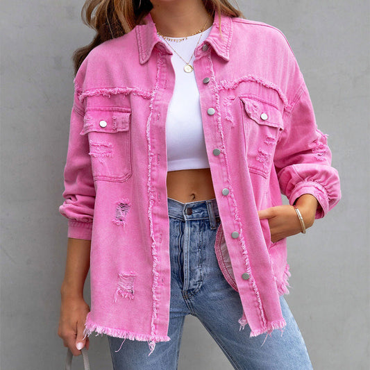 Getragene Jeansjacke