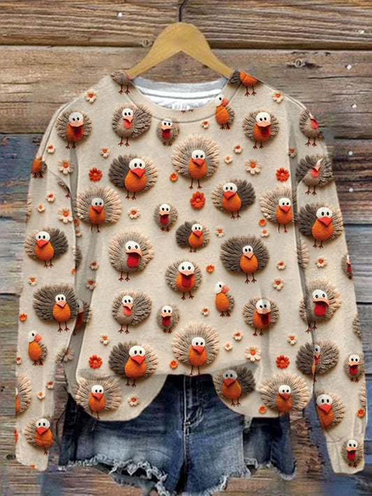 Sweatshirt mit süßem Little Turkeys Herbst-Thanksgiving-Print