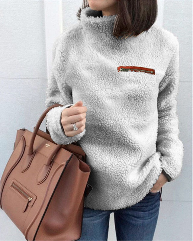 Gemütlicher Damen-Turtleneck Pullover mit Tasche – Perfekt für Stilbewusste