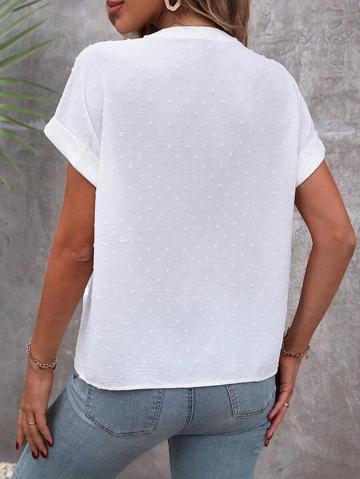 Weißer Swiss Dot Button-Down Top