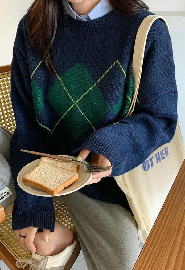 Zeitloser Argyle Pullover im Vintage Stil für Jeden Anlass
