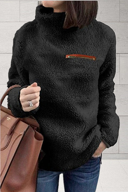 Gemütlicher Damen-Turtleneck Pullover mit Tasche – Perfekt für Stilbewusste