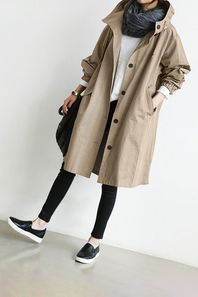 Wasserdichter Trenchcoat mit Kapuze