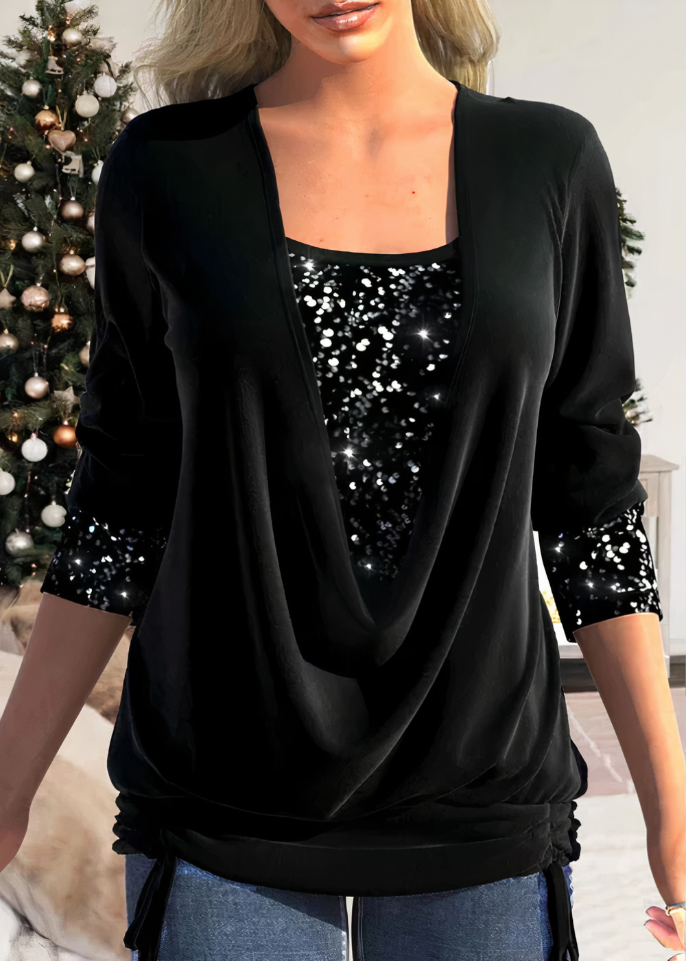 Elegante Damenbluse mit Glitzer – Ein Highlight für Ihre Garderobe