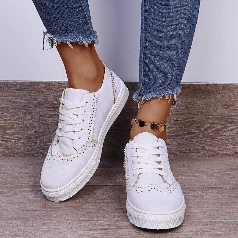 Modische Damen Sneaker mit Schnürung – Flach und Komfortabel