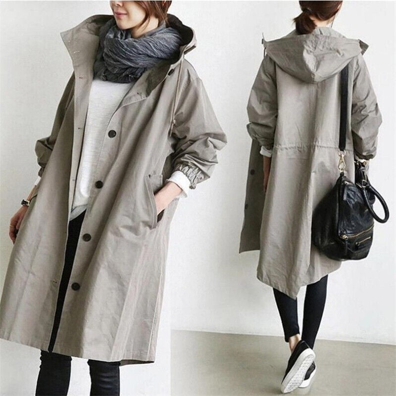 Wasserdichter Trenchcoat mit Kapuze