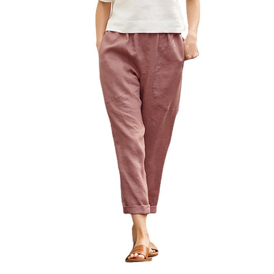 Pure Color Comfort-Hose mit großen Taschen für Damen