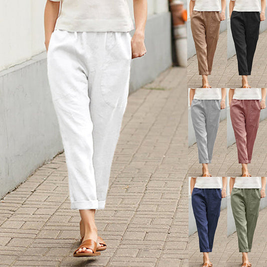 Pure Color Comfort-Hose mit großen Taschen für Damen