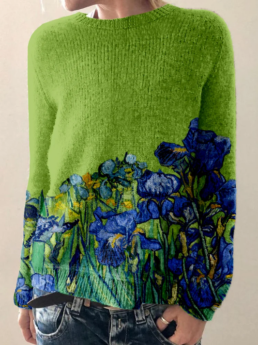 Edler, von Kunst inspirierter, grafischer Iris-Pullover