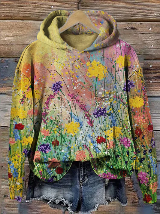 Ölgemälde Blumen Kapuzenpullover