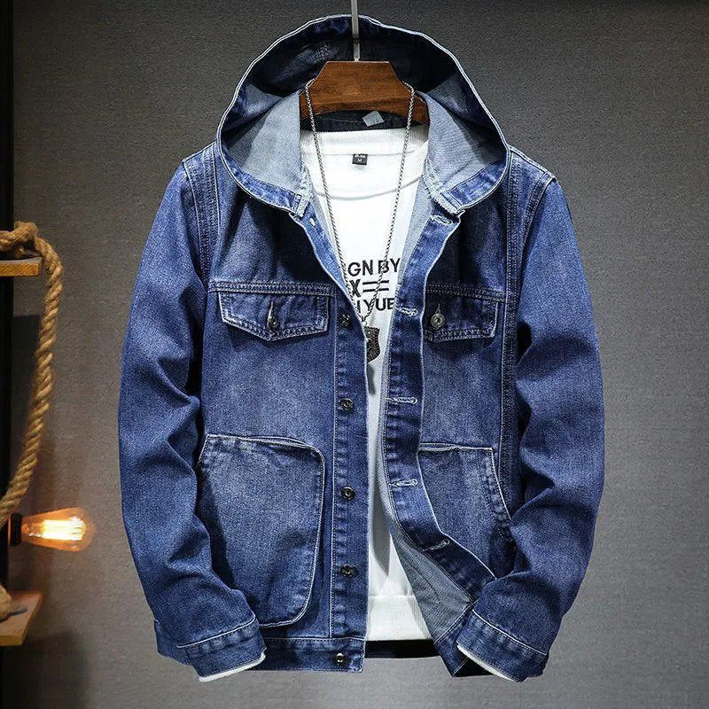 Vintage-Jeansjacke mit Kapuze für Herren