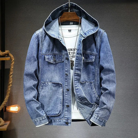 Vintage-Jeansjacke mit Kapuze für Herren