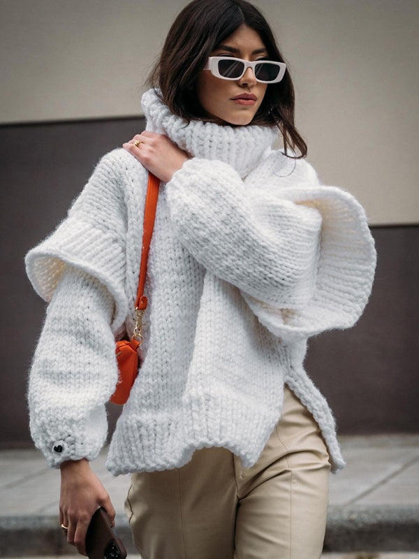 Eleganter Damenpullover mit Rollkragen, Flauschig und Langärmelig