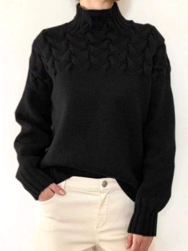 Eleganter Damen Rollkragenpullover, Langarm, Einfarbig für Freizeit