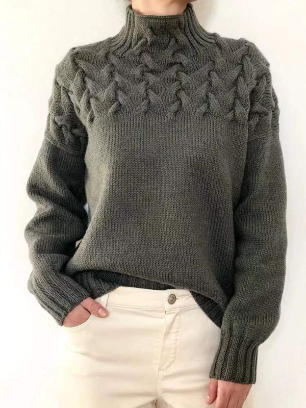 Eleganter Damen Rollkragenpullover, Langarm, Einfarbig für Freizeit