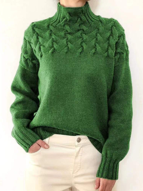Eleganter Damen Rollkragenpullover, Langarm, Einfarbig für Freizeit