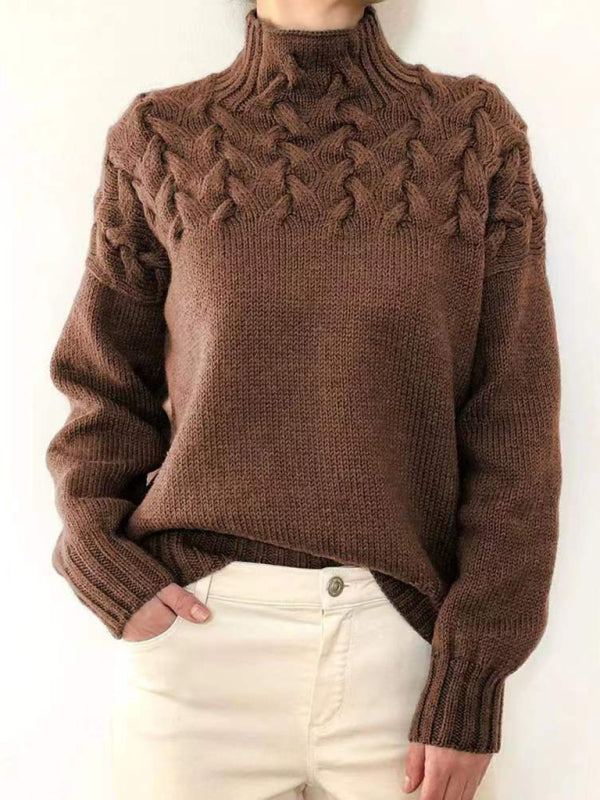 Eleganter Damen Rollkragenpullover, Langarm, Einfarbig für Freizeit