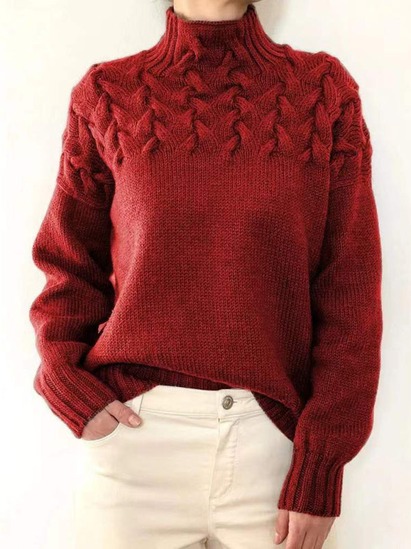 Eleganter Damen Rollkragenpullover, Langarm, Einfarbig für Freizeit