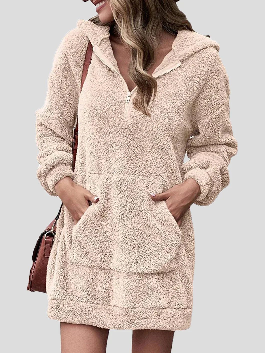 Hoodiekleid mit Taschen und Reißverschluss für Damen