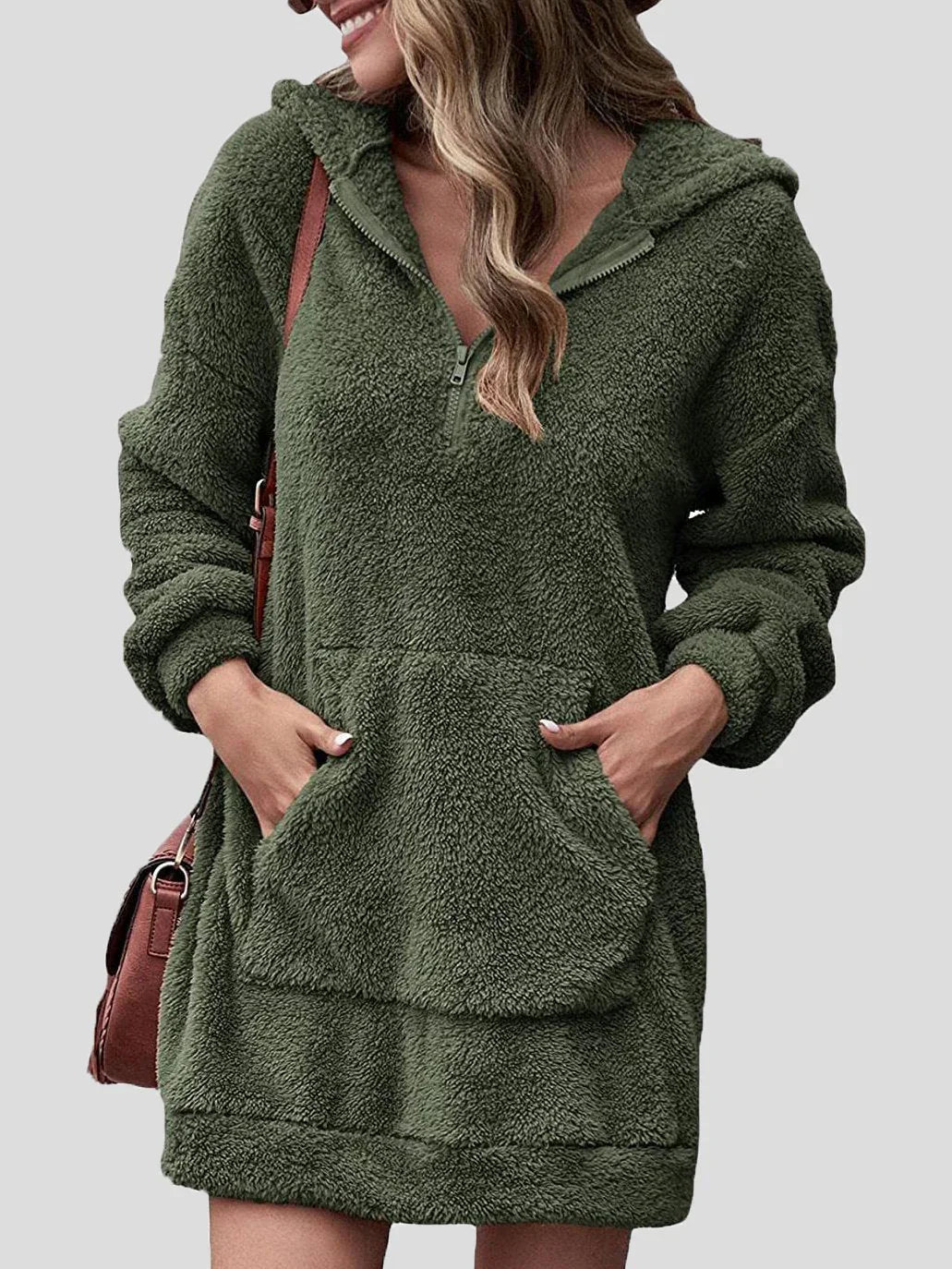 Hoodiekleid mit Taschen und Reißverschluss für Damen