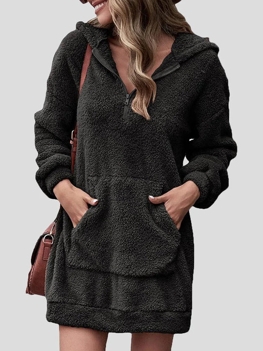 Hoodiekleid mit Taschen und Reißverschluss für Damen