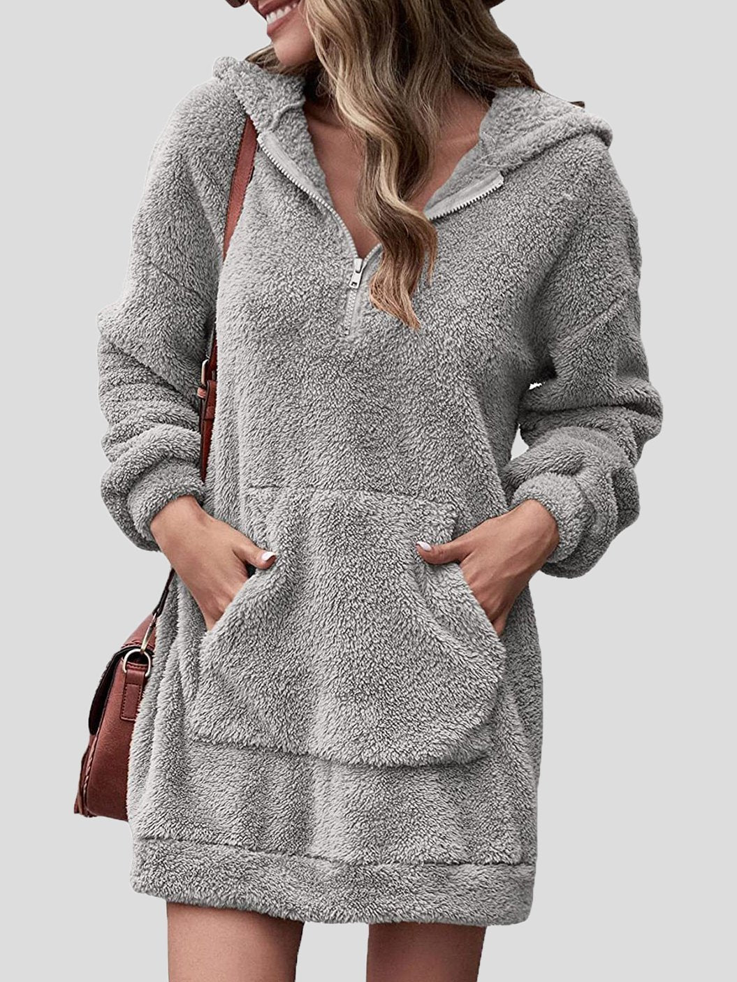 Hoodiekleid mit Taschen und Reißverschluss für Damen