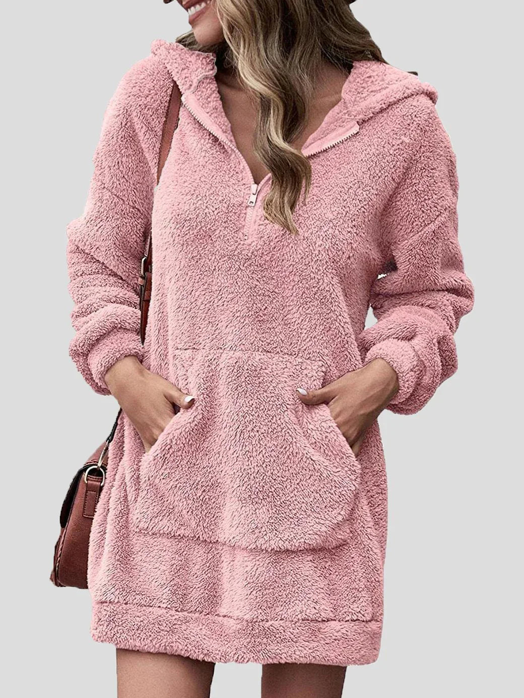 Hoodiekleid mit Taschen und Reißverschluss für Damen