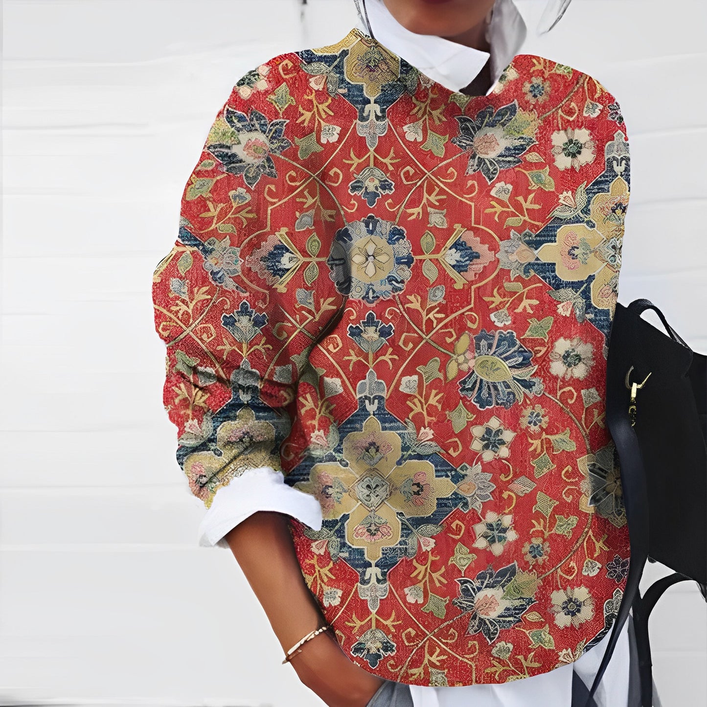 Herbst Blumenprint Langarm Top
