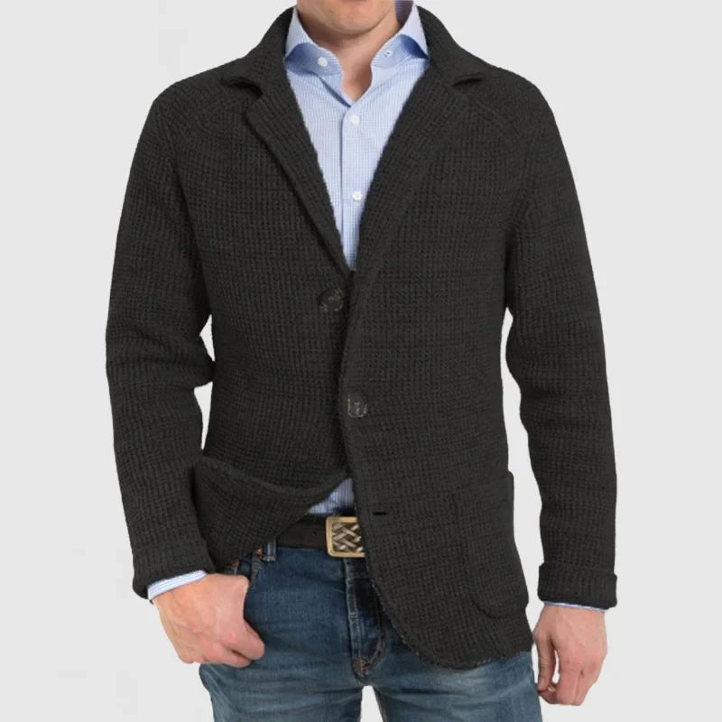 Langärmelige Strickjacke mit modischer Klappentasche für Herren