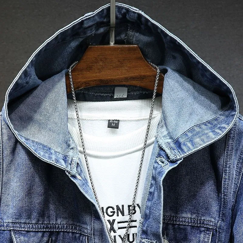 Vintage-Jeansjacke mit Kapuze für Herren