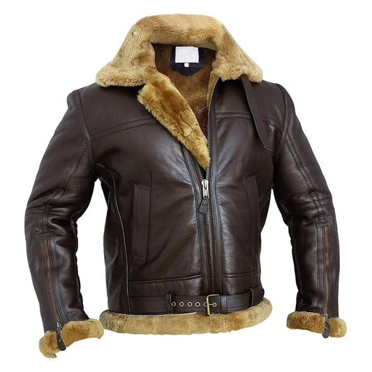 Ginger Real Shearling Schafsfell Leder Bomberjacke