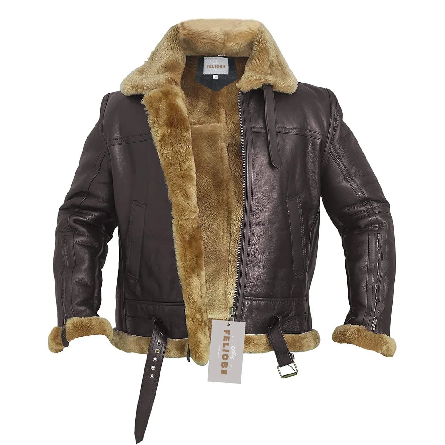 Ginger Real Shearling Schafsfell Leder Bomberjacke